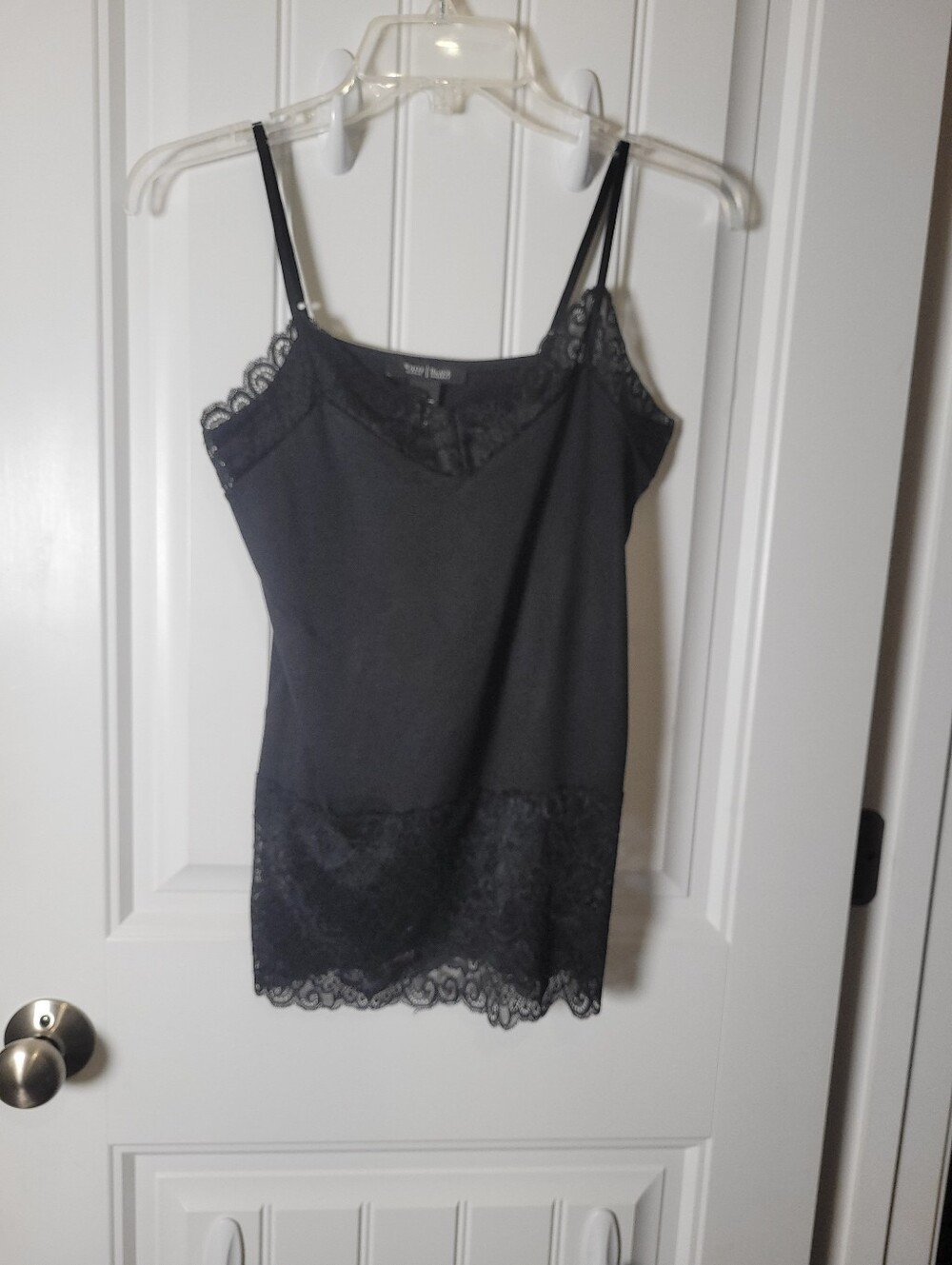 White house Black Market Lace Trim Cami Tank Top - Black